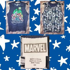Marvel Navy Blue/Multicolors Animated Avengers Reversible Tank Top Jrs Plus 3X